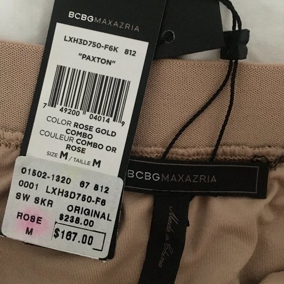 BCBG MaxAzria, Sequin Rose Gold Mini Skirt - size medium - Picture 3 of 3